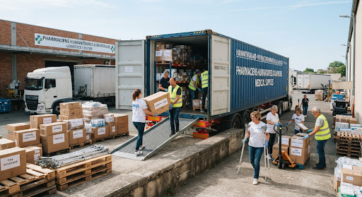Chargement de conteneur de matériel médical P.H.A.M.M.